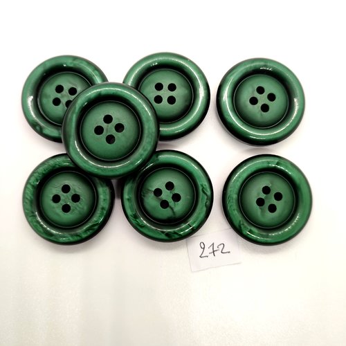 7 boutons en résine vert - 31mm - 272