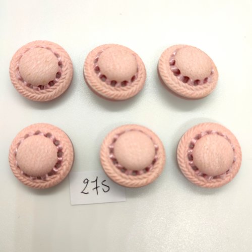 6 boutons en résine rose - 23mm - 275