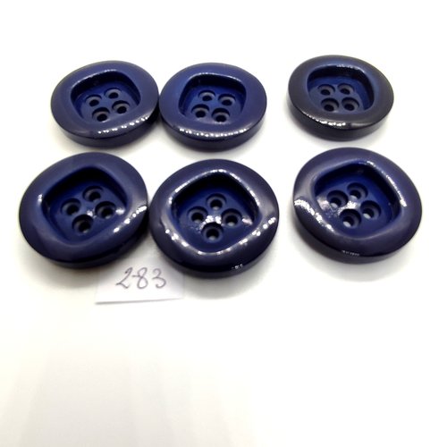 6 boutons en résine bleu foncé - 31mm - 283