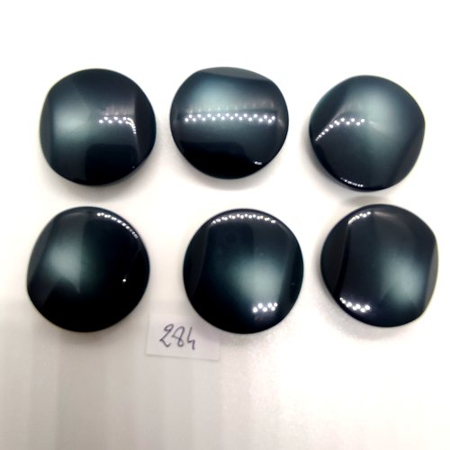 6 boutons en résine bleu - 28mm - 284