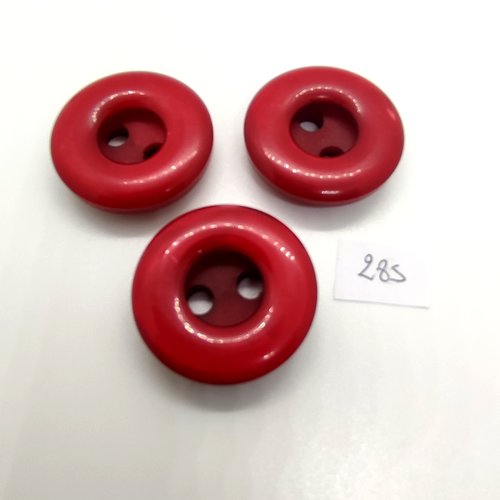 3 boutons en résine rouge foncé - 34mm - 285