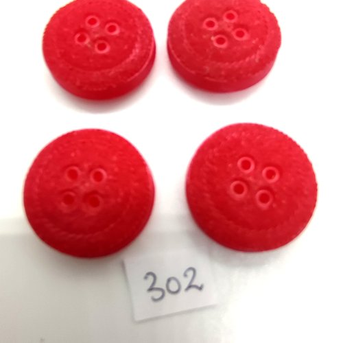 4 boutons en résine rouge - 25mm - 302