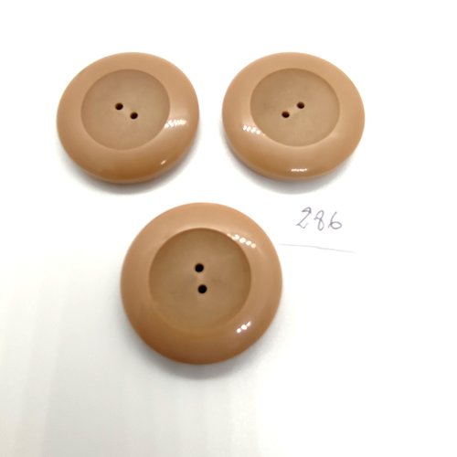 3 boutons en résine beige - 36mm - 286