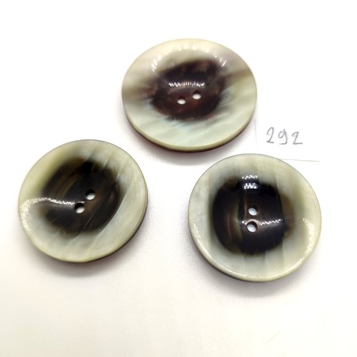 3 boutons en résine gris et marron - 35mm et 29mm - 292