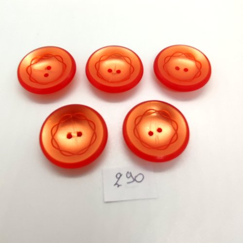 5 boutons en résine rouge clair - 26mm - 290