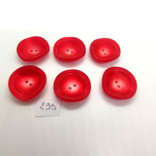 6 boutons en résine rouge / rose - 25mm - 299