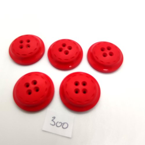 5 boutons en résine rouge - 25mm - 300