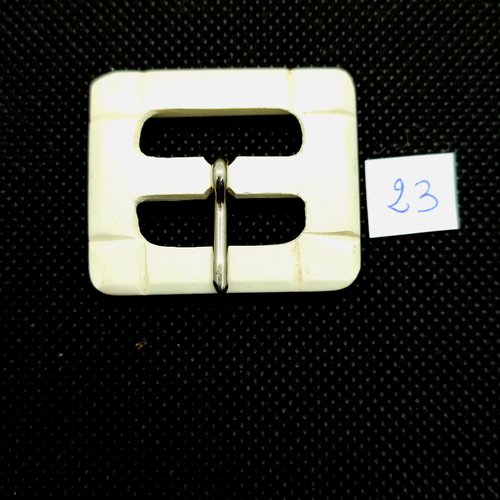 1 boucle de ceinture en résine blanc - 33x39mm