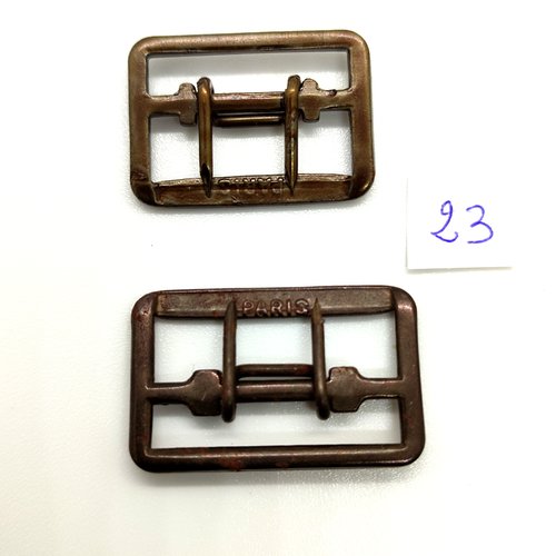 2 boucles de ceinture en métal bronze - 31x29mm