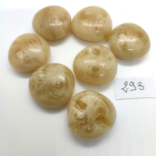 7 boutons en résine beige - 22mm - 293