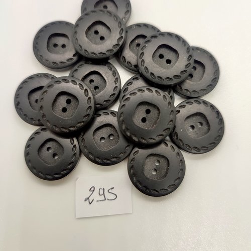 15 boutons en résine noir - 18mm - 295