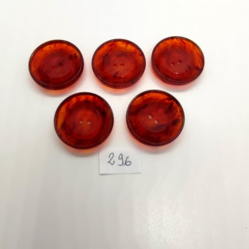 5 boutons en résine marron opaque - 27mm - 296