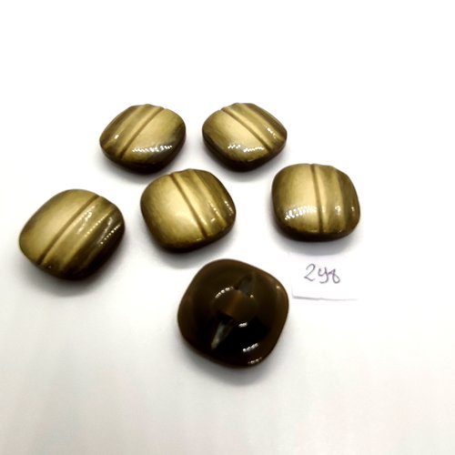 6 boutons en résine vert - 23mm - 298