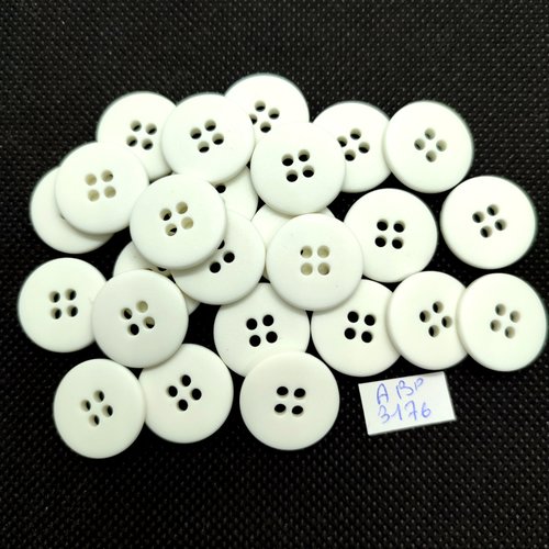25 boutons en résine blanc - 18mm - abd3176