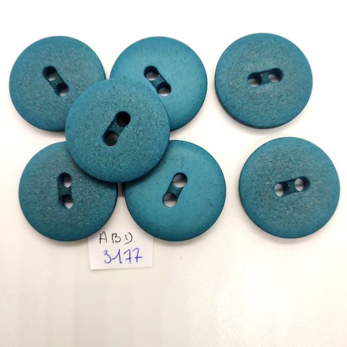 7 boutons en résine bleu / vert - 28mm - abd3177