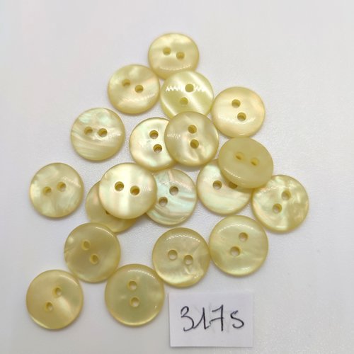 19 boutons en résine jaune clair - 12mm - abd3175