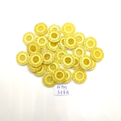31 boutons en résine jaune - 15mm - abd3178