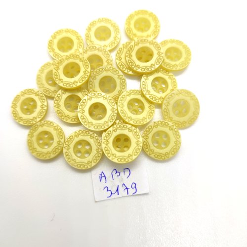 21 boutons en résine jaune - 12mm - abd3179