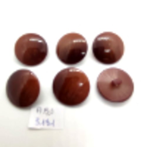 6 boutons en résine marron - 23mm - abd3181