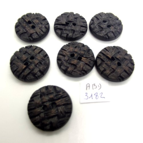 7 boutons en résine marron - 26mm - abd3182