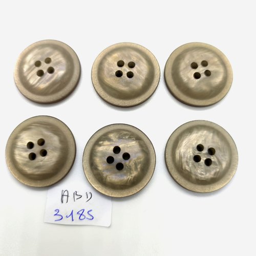 6 boutons en résine gris - 25mm - abd3185