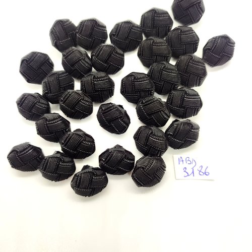 30 boutons en résine noir - 15mm - abd3186
