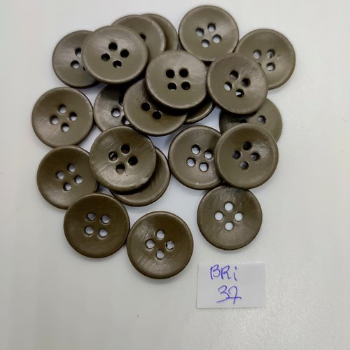 20 boutons en résine vert / kaki - 17mm - bri37