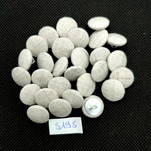 30 boutons en passementerie blanc cassé et métal argenté - 14mm - tr5195