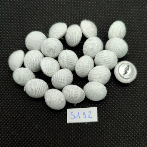 22 boutons en passementerie blanc et métal argenté - 12mm - tr5192