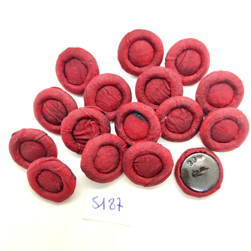 16 boutons en passementerie bordeaux et métal argenté - 17mm - tr5187