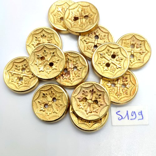 13 boutons en résine doré - 19mm - tr5199