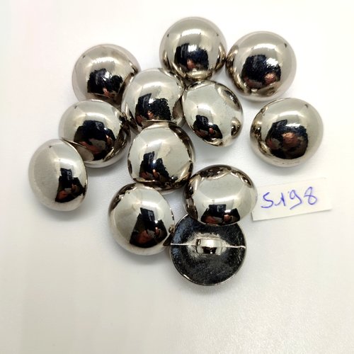 12 boutons en résine argenté - 18mm - tr5198