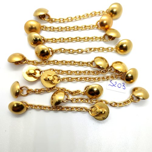 10 boutons en résine doré avec une chainette - 11mm - tr5203