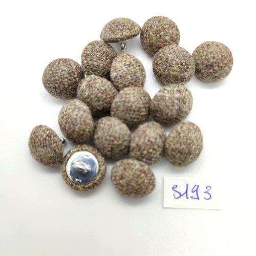 17 boutons en passementerie marron et métal argenté - 12mm - tr5193