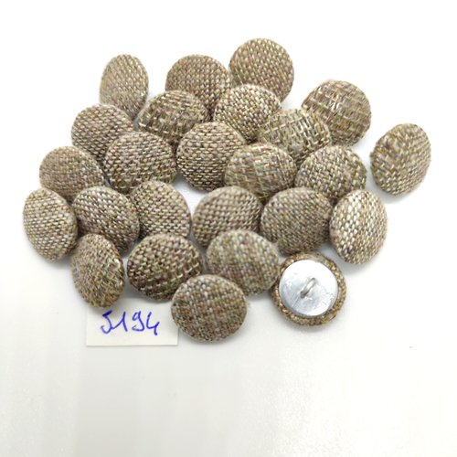 25 boutons en passementerie marron clair et métal argenté - 14mm - tr5194