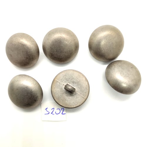 6 boutons en métal argenté mat - 22mm - tr5202