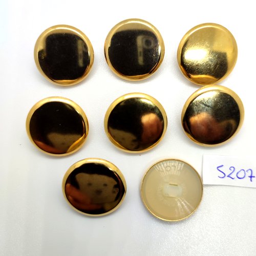 8 boutons en métal doré et dessous nylon - 21mm - tr5207