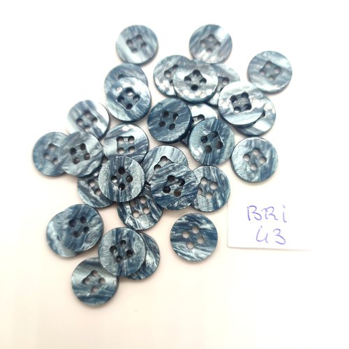 30 boutons en résine bleu - 11/12mm - bri43
