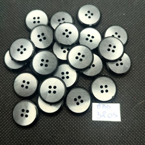 23 boutons en résine blanc et noir - 18mm - abd3205