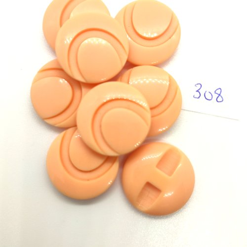 8 boutons en résine rose clair / orangé - 22mm - 308