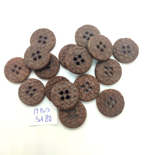 16 boutons en résine marron - 17mm - abd3188