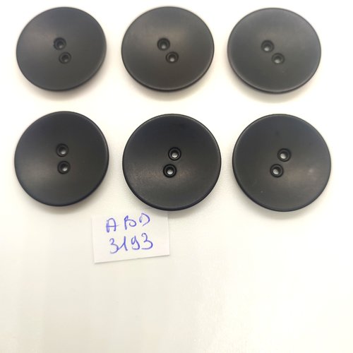 6 boutons en résine noir - 25mm - abd3193