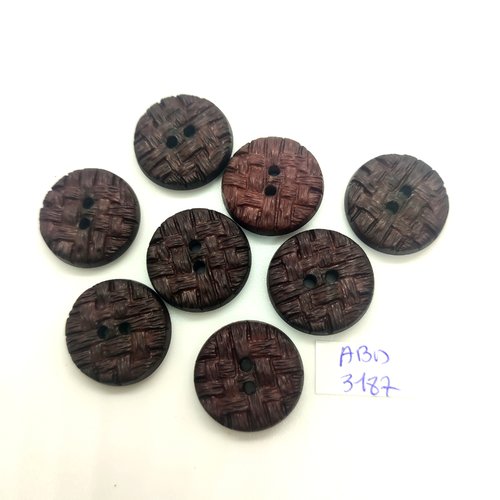 8 boutons en résine marron - 21mm - abd3187