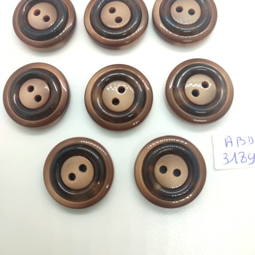 8 boutons en résine marron - 22mm - abd3189
