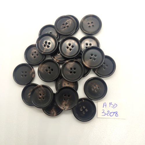 23 boutons en résine marron et beige - 16mm - abd3208