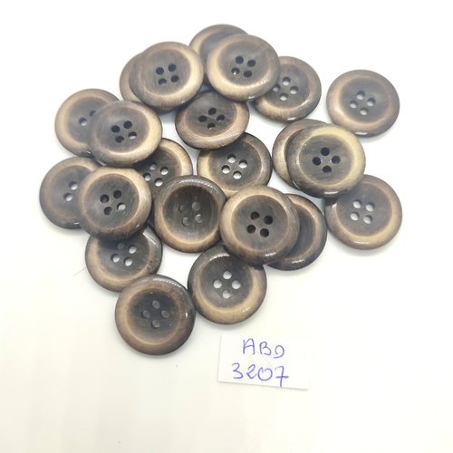 22 boutons en résine marron - 18mm - abd3207