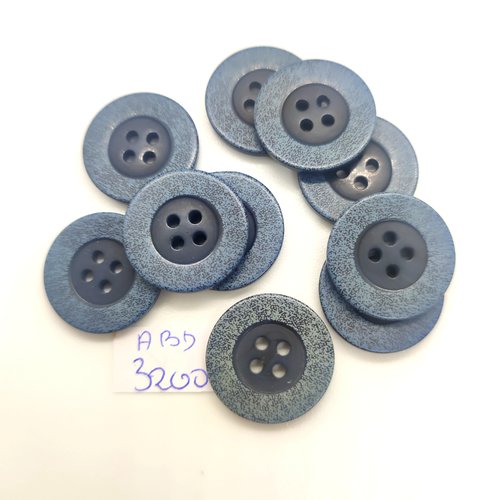 10 boutons en résine bleu - 20mm - abd3200