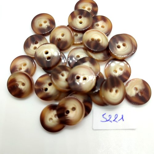 30 boutons en résine marron et beige - 15mm - tr5221