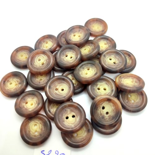 29 boutons en résine marron et beige - 18mm - tr5220
