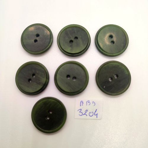 7 boutons en résine vert - 23mm - abd3204
